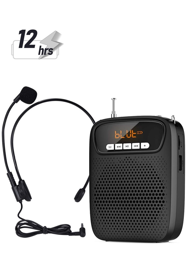 Portable Voice Amplifier, Mini Voice Amplifier Wired Headset Microphone Speaker Set for Teachers 15W Rechargeable Lightweight Personal Mic for Classroom, Tour Guides, Instructors and Presentation - Image 1